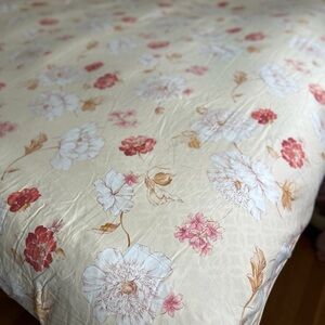 King Size Floral Cream and Pink Home BeddingDuvet Cover